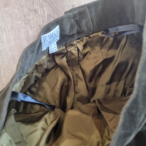 Vintagd Dark Olive Velvet Maxi Skirt - Picture 7 of 9